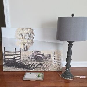 Hobby Lobby Neutral Farm Truck Canvas Art - Beige and Gray